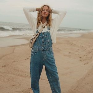 Free People We the Free Ziggy denim overalls in powder blue size small